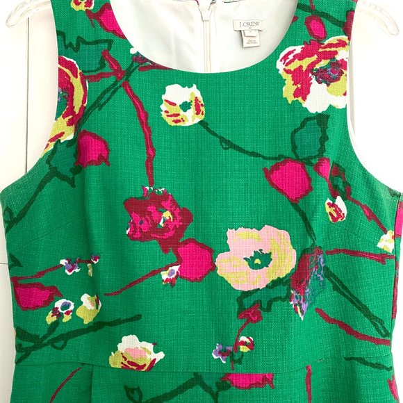 J. Crew Dresses J Crew Womens Shift Dress Green Pink Floral Size 2